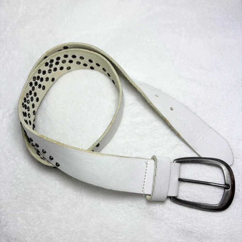 Diesel Vintage‎ Studded White Belt with Silver-Tone Buckle size 35